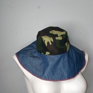 Women's Widebrim Sun Hat Floppy Cotton Camouflage Denim